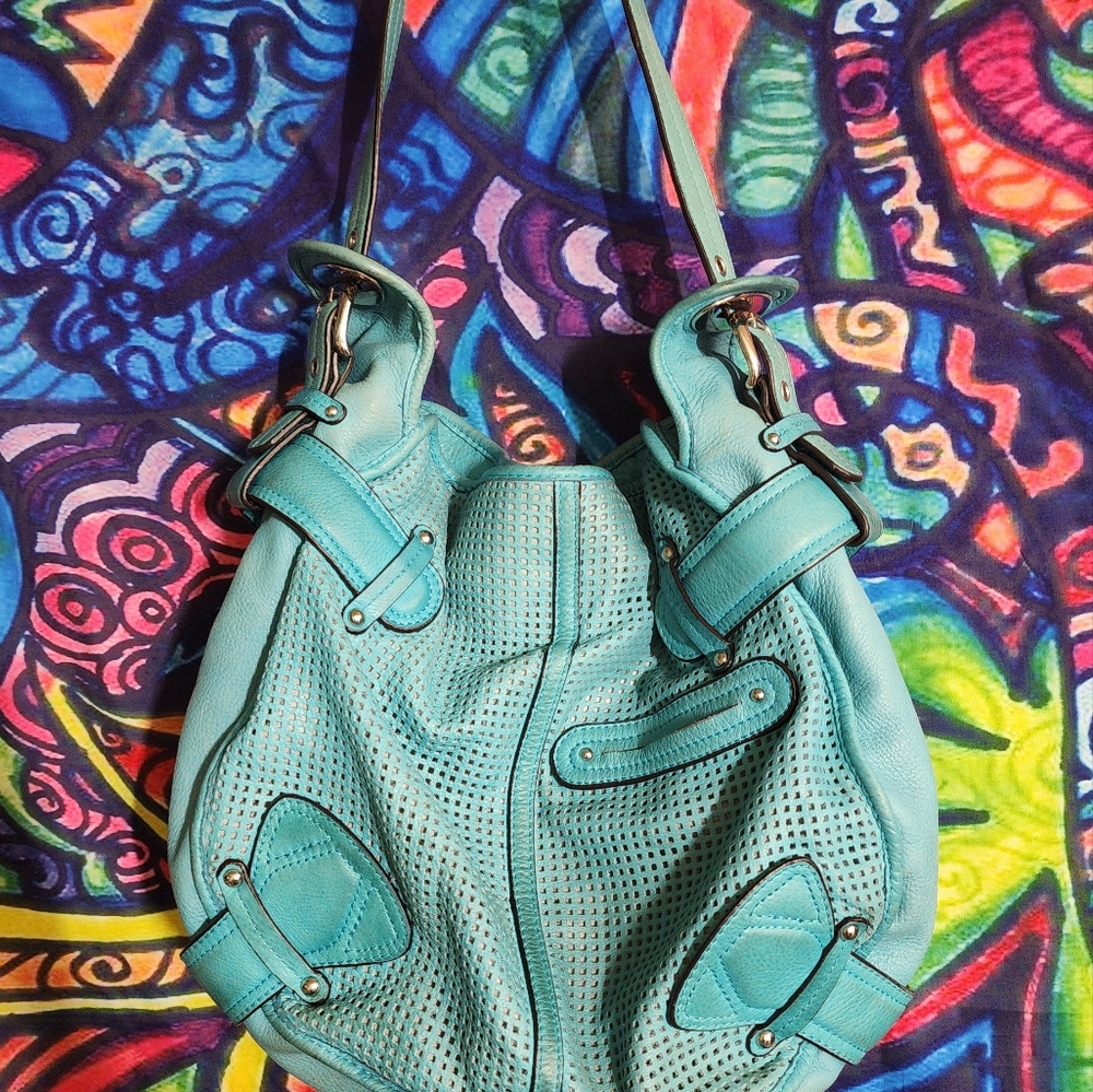 Large Turquoise B.Makowsky Handbag - Picture 5 of 5